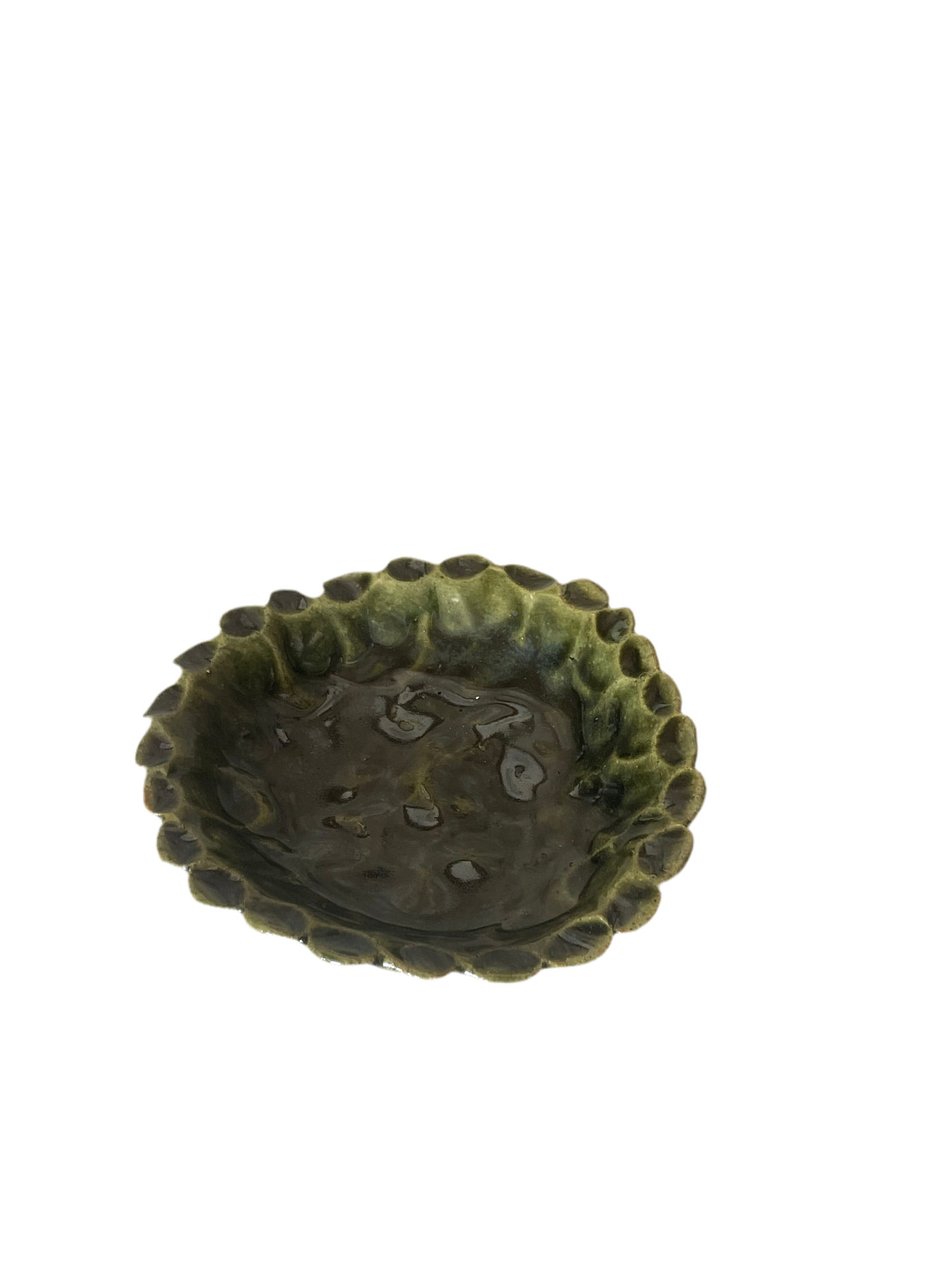 Frilled green trinket dish