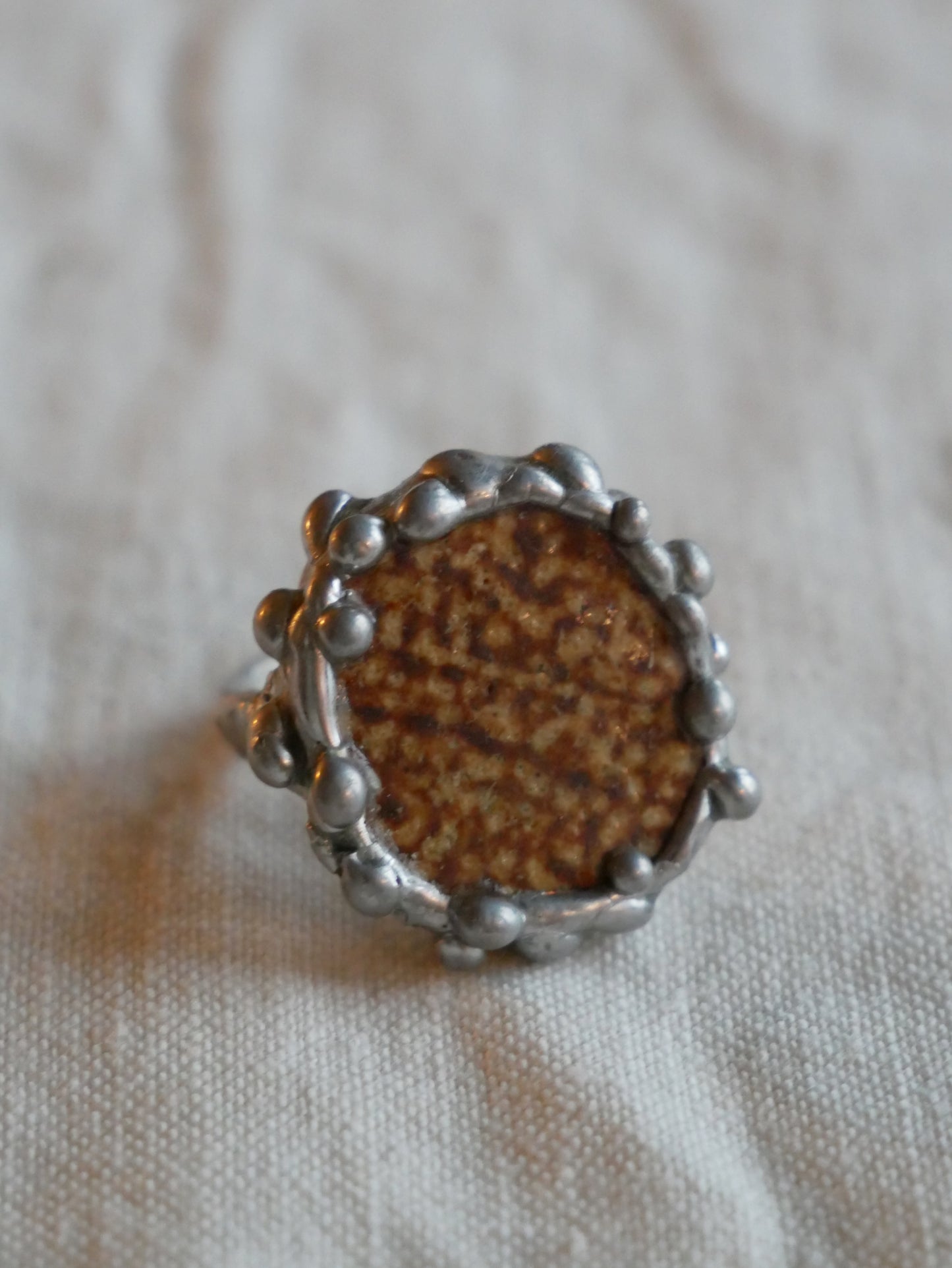 Pottery Shard Ring With Sterling Silver Band Size N