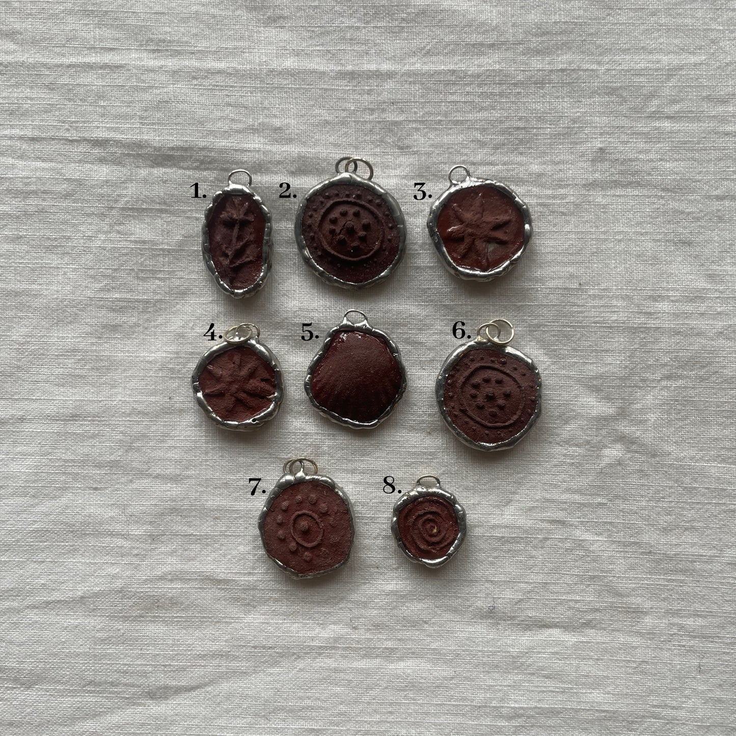 Wild clay and silver pendant