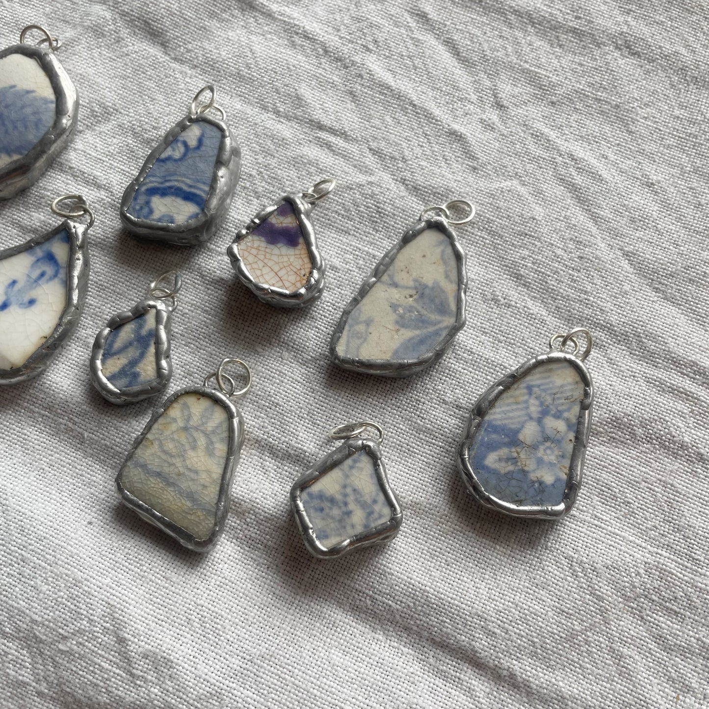 Sea pottery and silver pendant