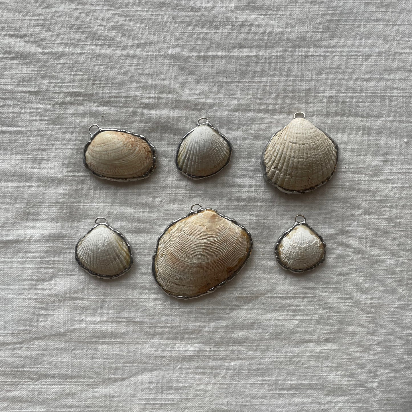 Shell and silver pendant cockle