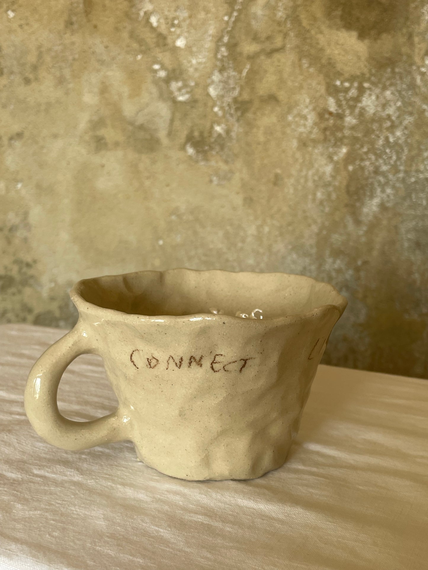 Connect, know, listen, be still tea cup