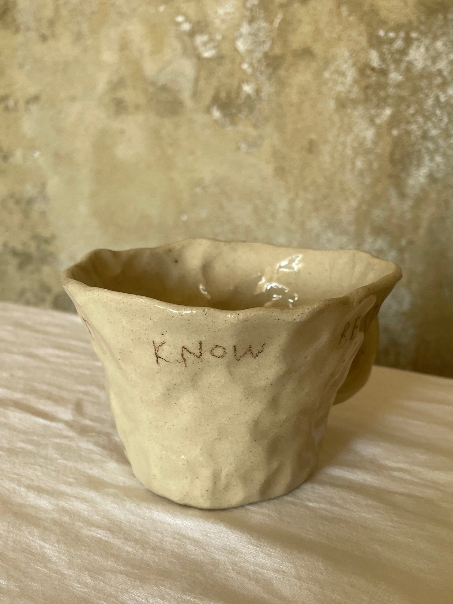 Connect, know, listen, be still tea cup