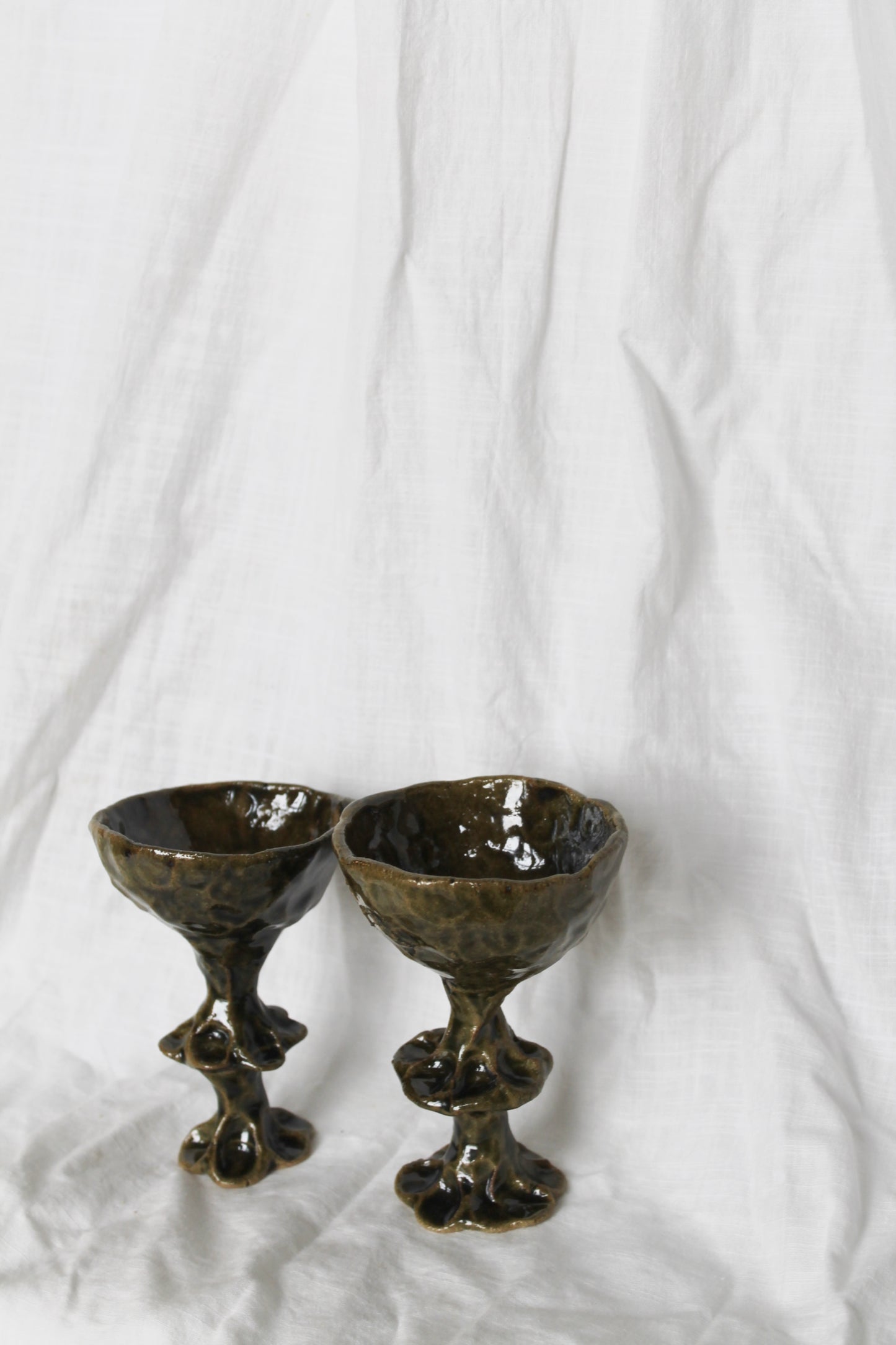 Green ceramic cocktail chalice