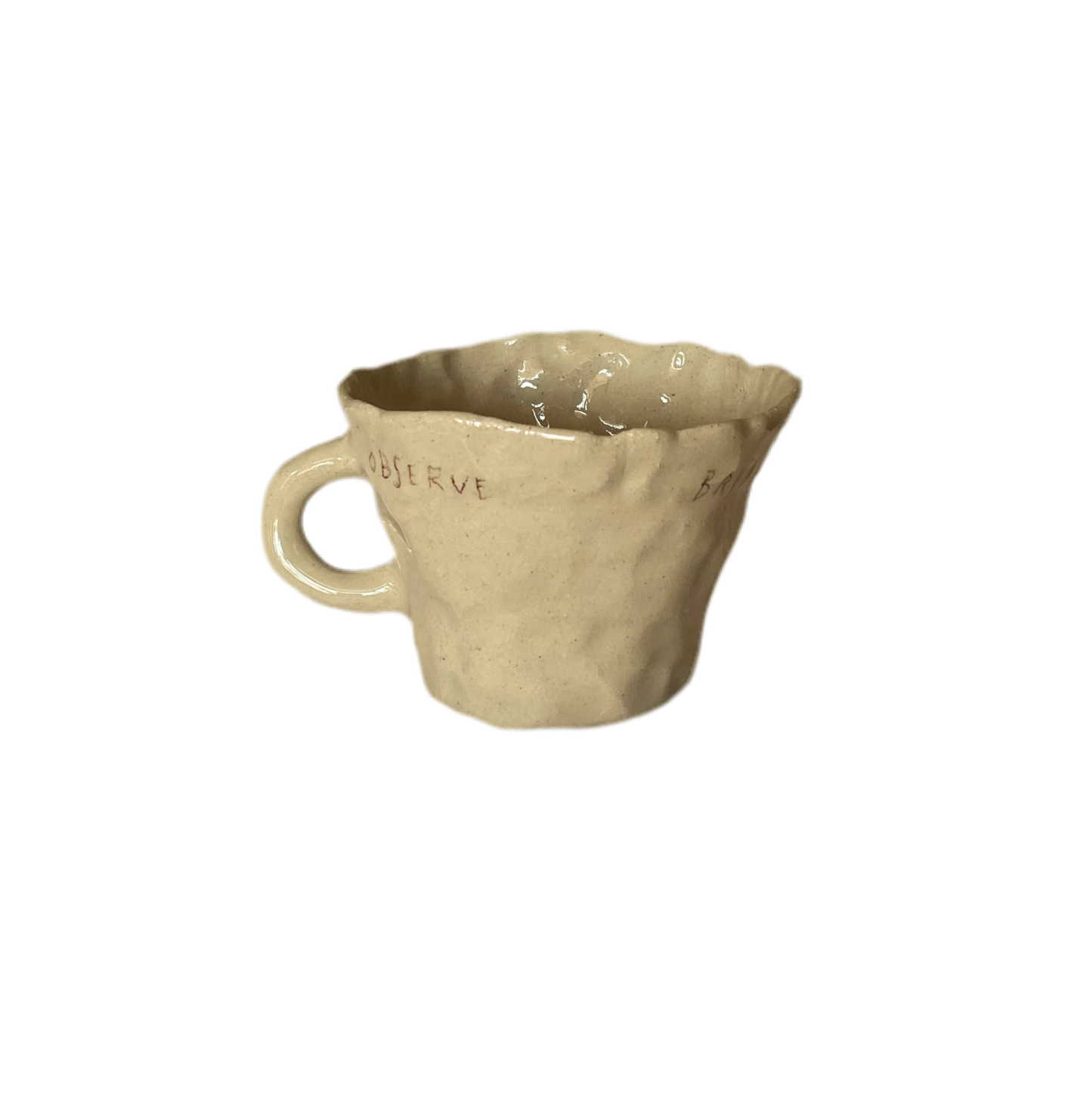Observe, breathe, focus, decide tea cup