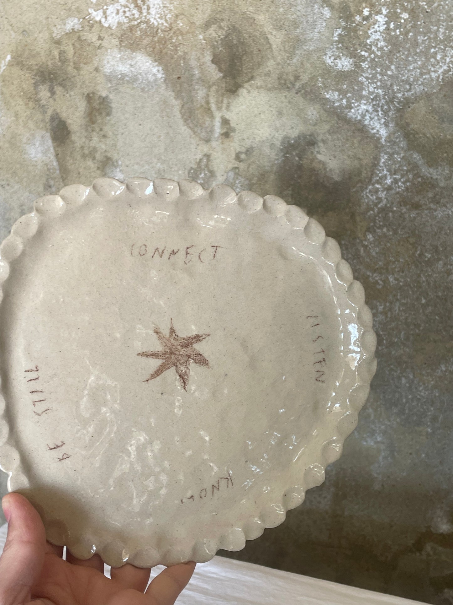 Connect, listen, know, be still frill plate