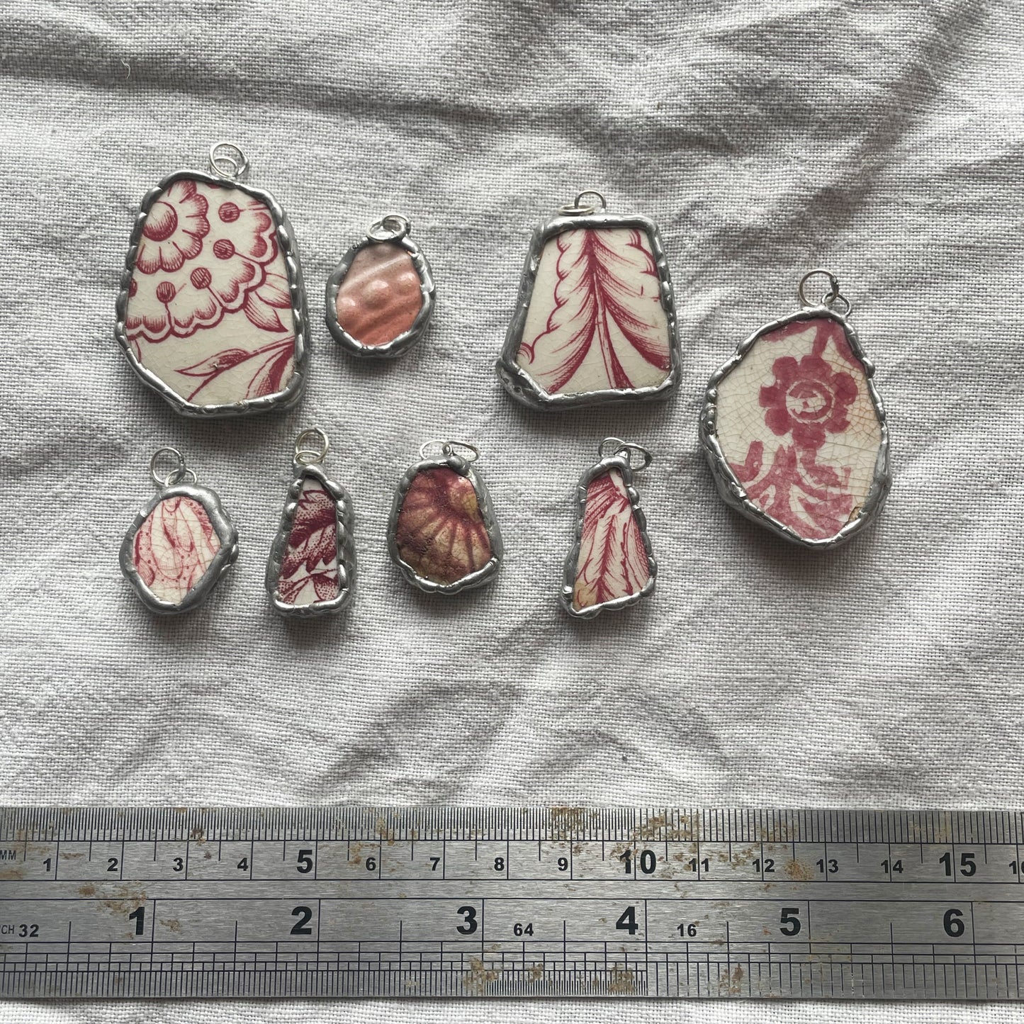Sea pottery and silver pendant