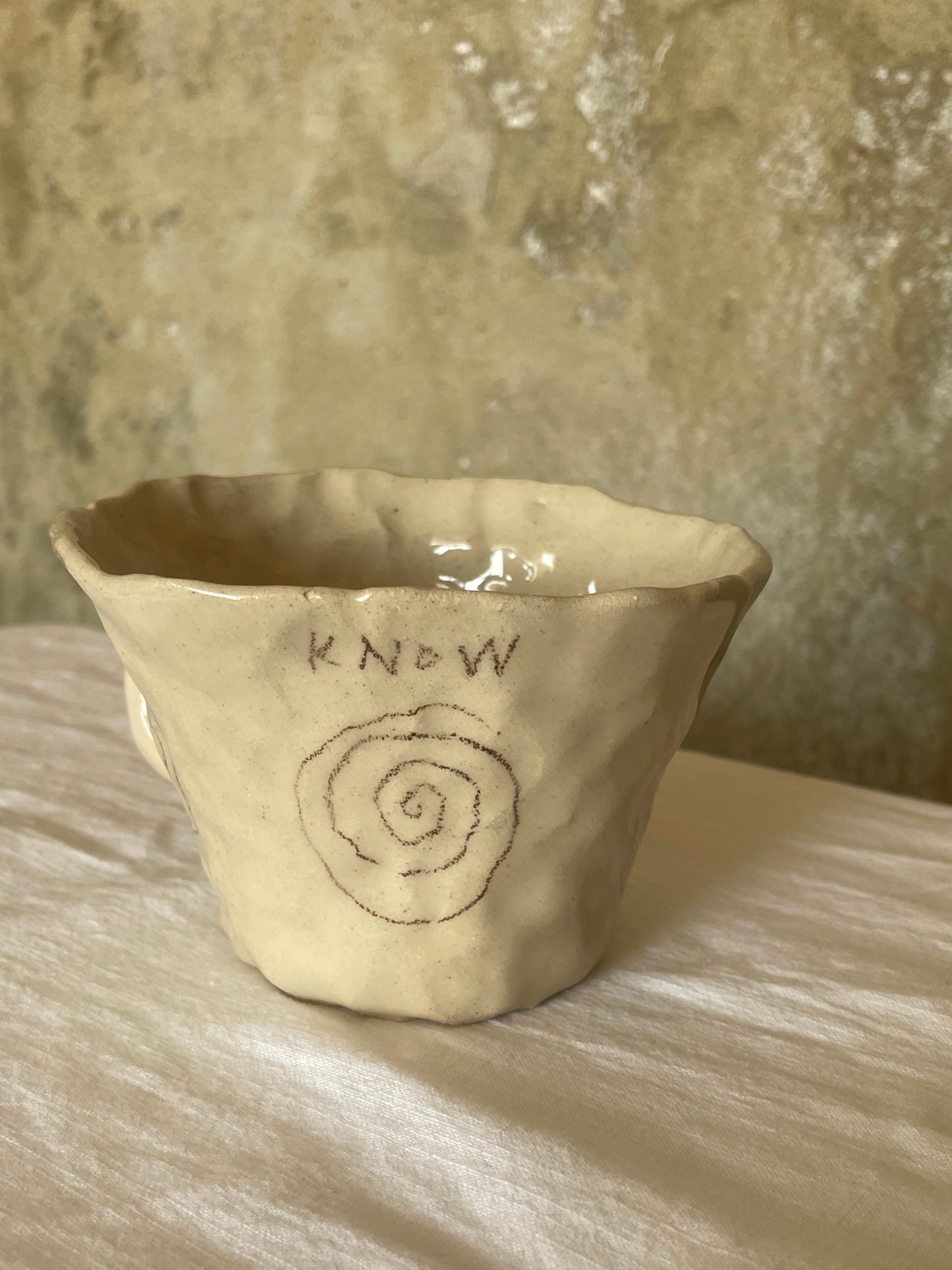 Listen, know, be still, connect tea cup