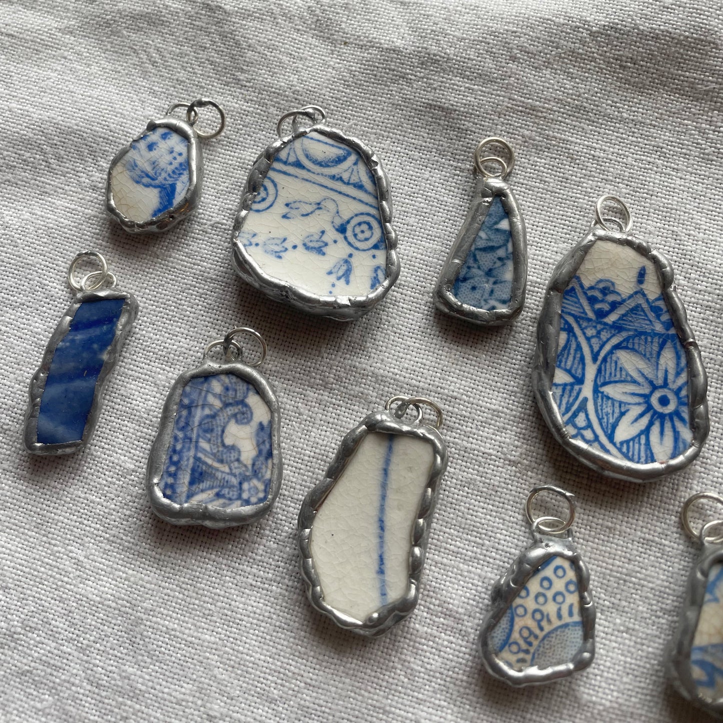 Sea pottery and silver pendant