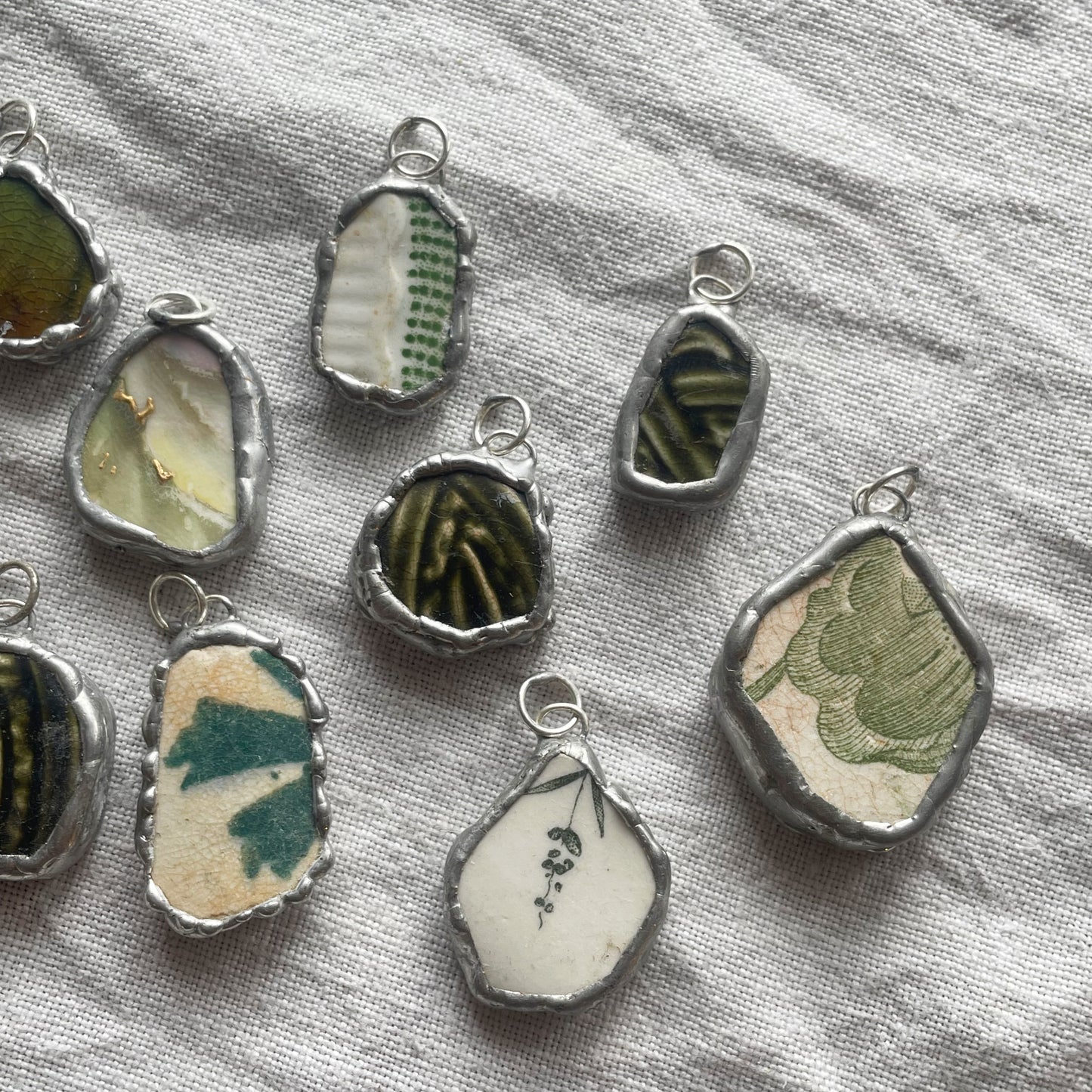 Sea pottery and silver pendant