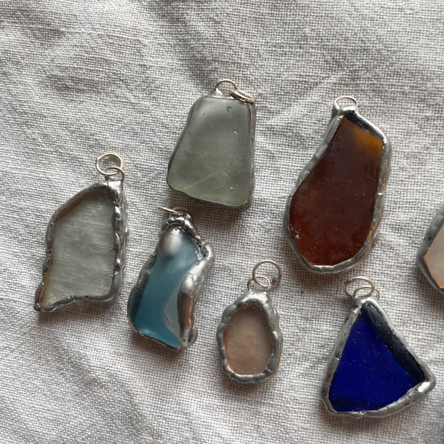 Sea glass and silver pendant