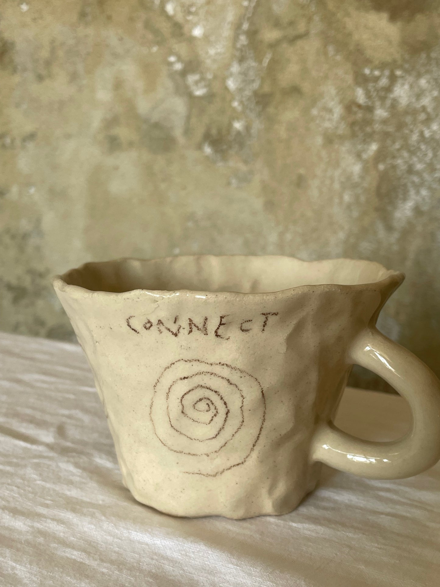 Listen, know, be still, connect tea cup
