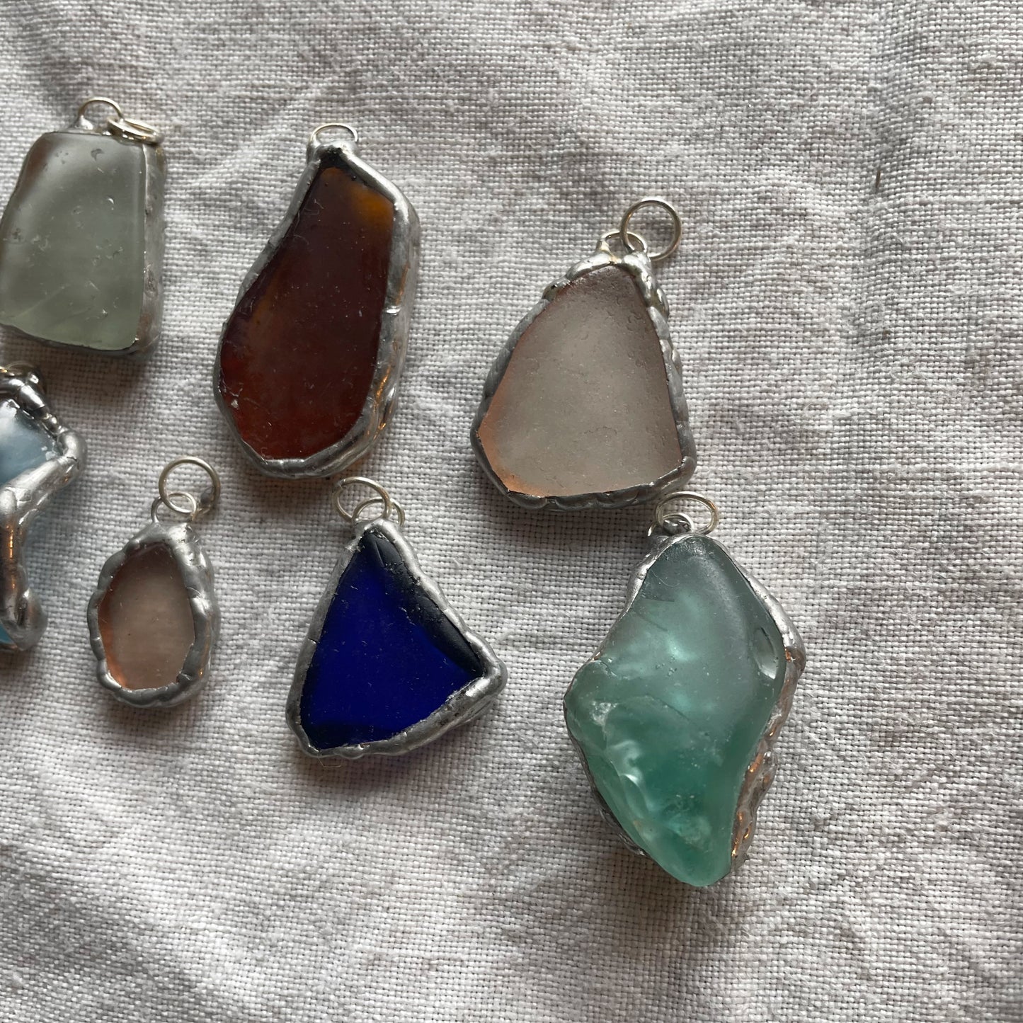 Sea glass and silver pendant