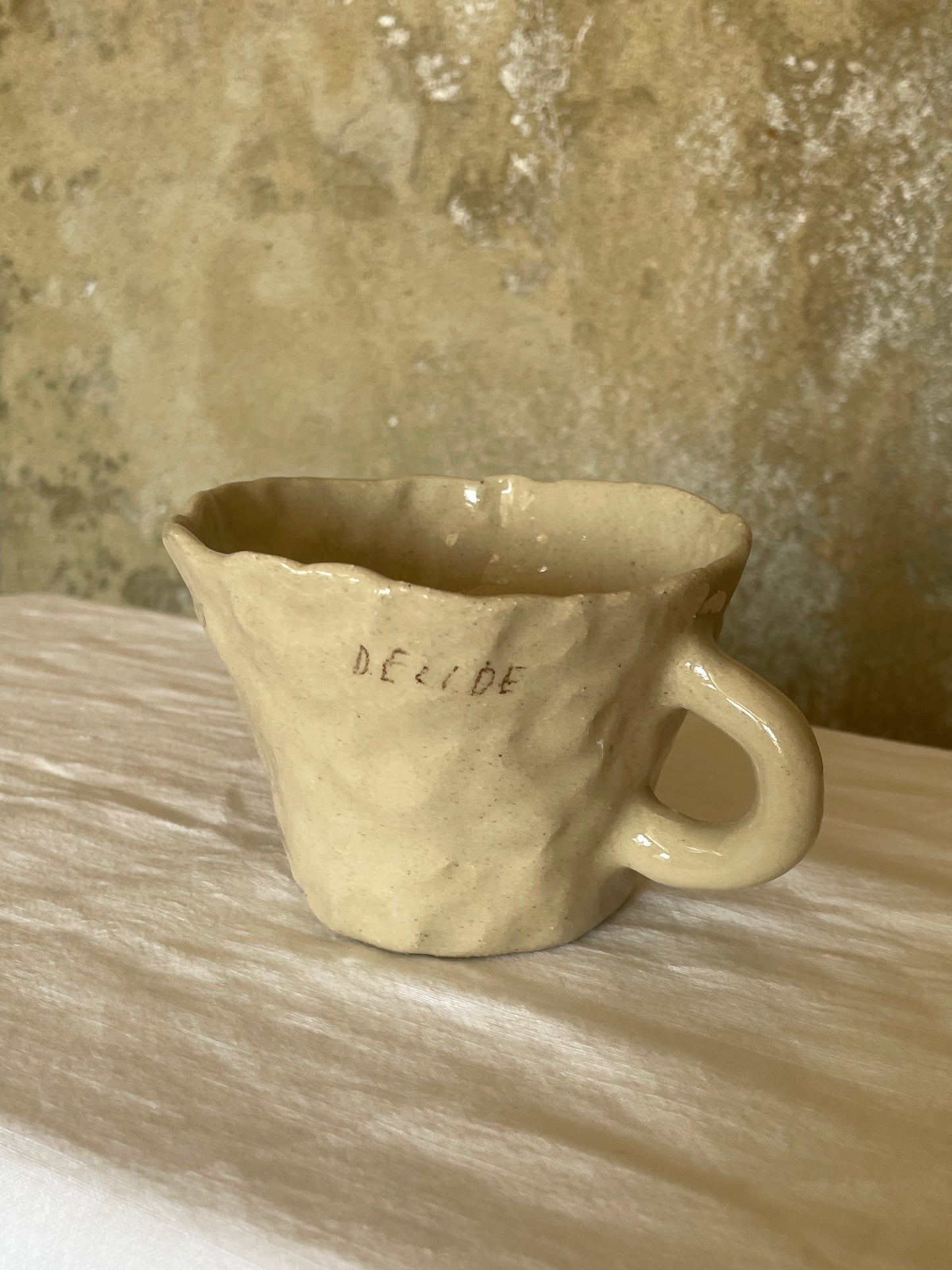 Observe, breathe, focus, decide tea cup
