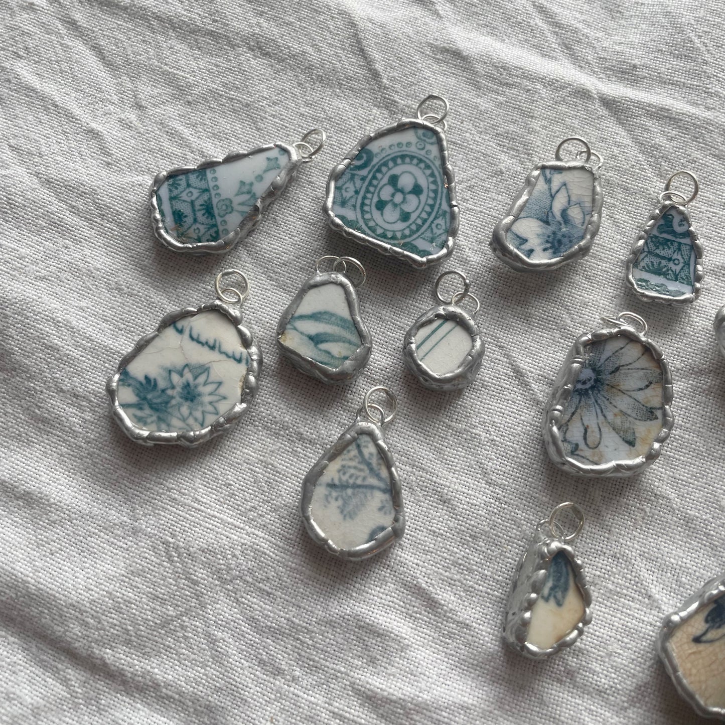 Sea pottery and silver pendant