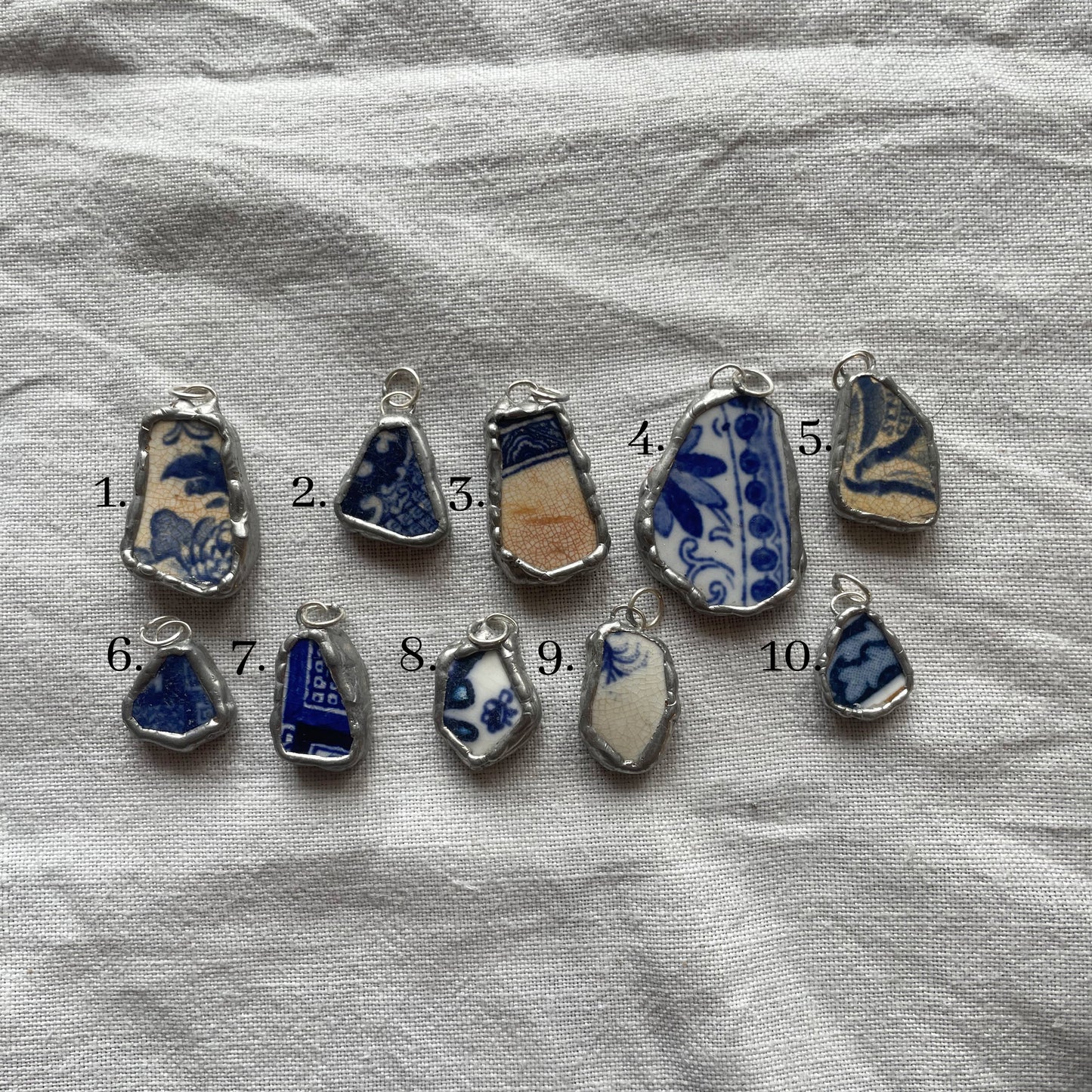 Sea pottery and silver pendant