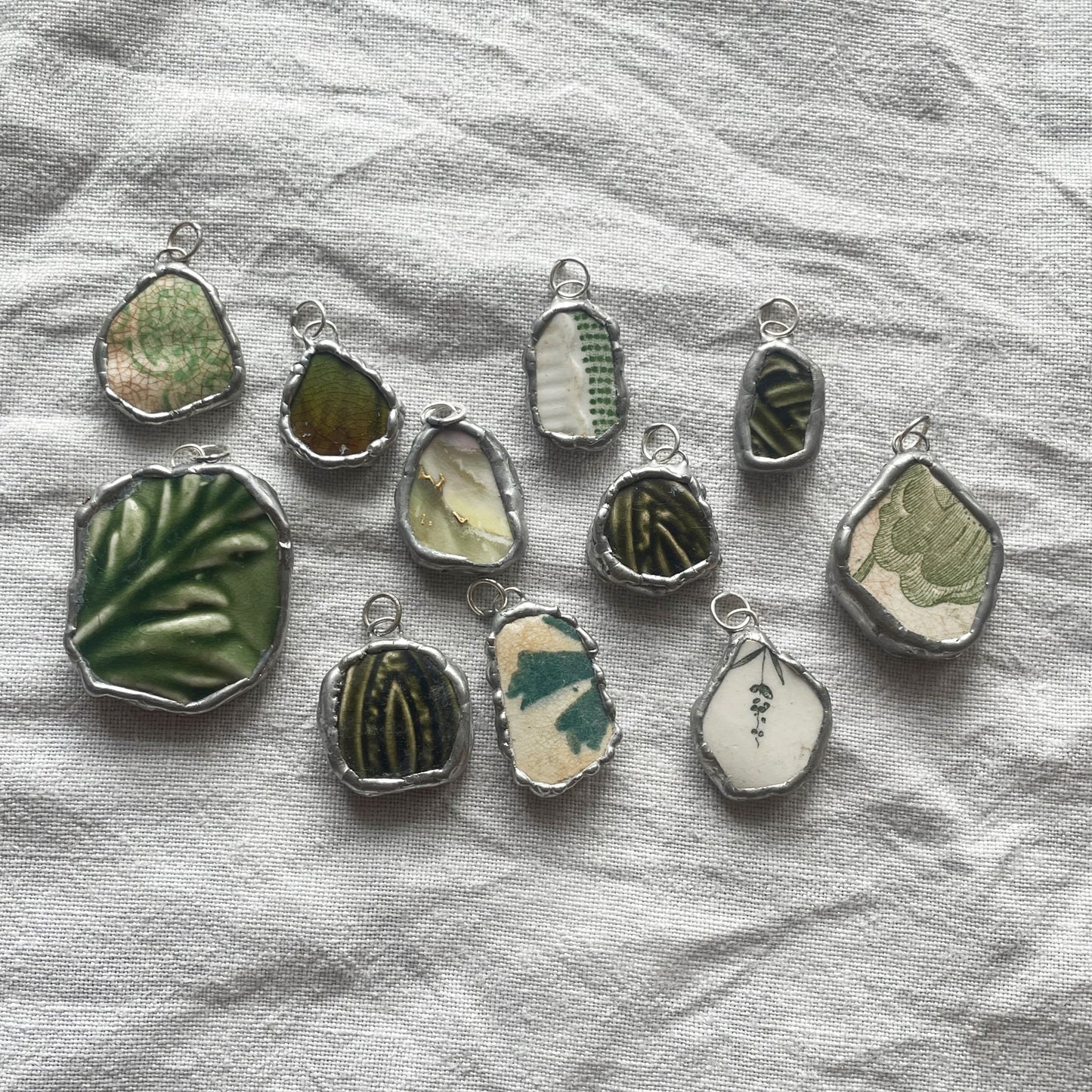 Sea pottery and silver pendant