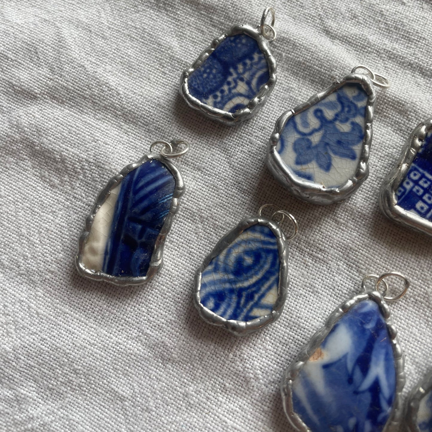 Sea pottery and silver pendant