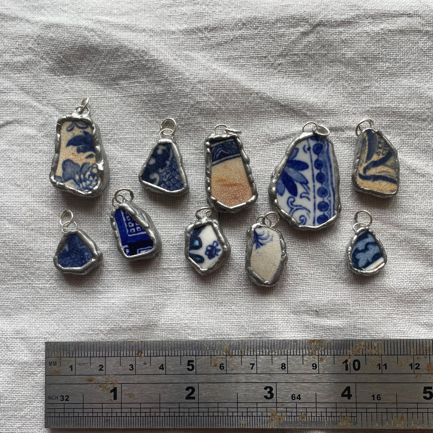 Sea pottery and silver pendant