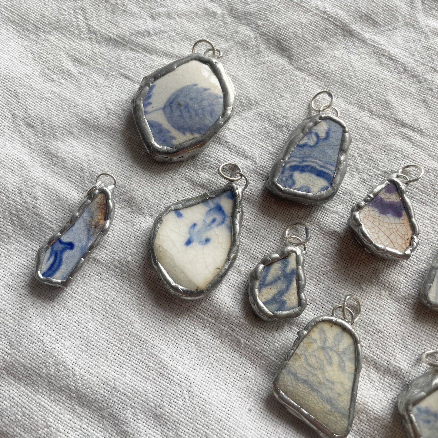 Sea pottery and silver pendant