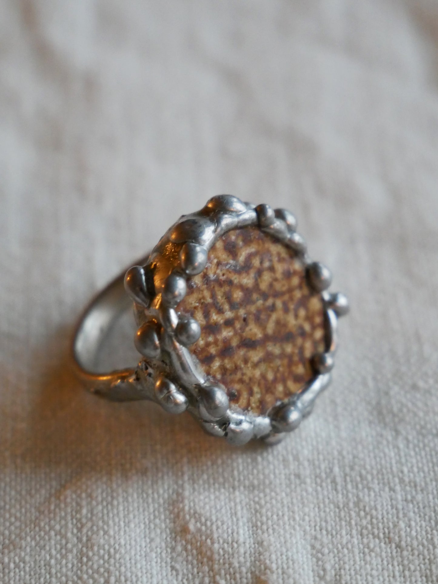 Pottery Shard Ring With Sterling Silver Band Size N