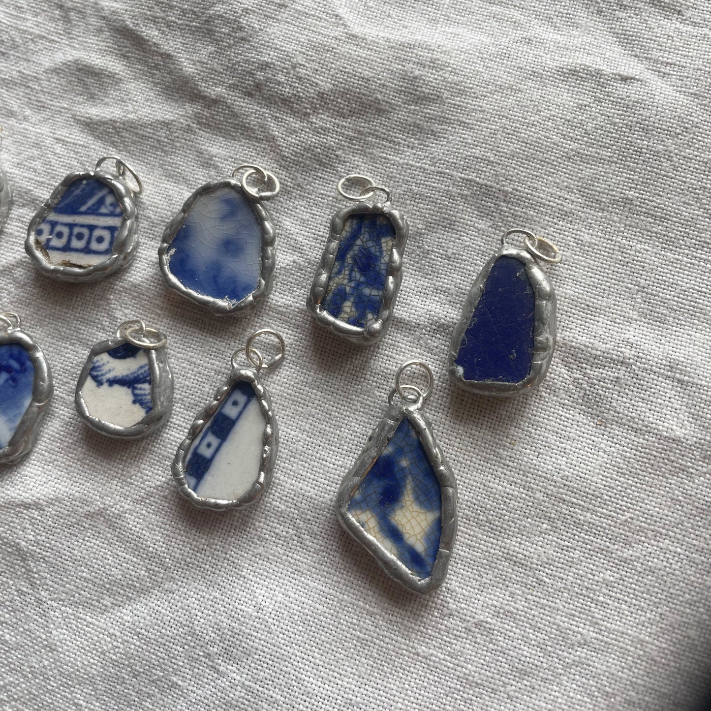 Sea pottery and silver pendant