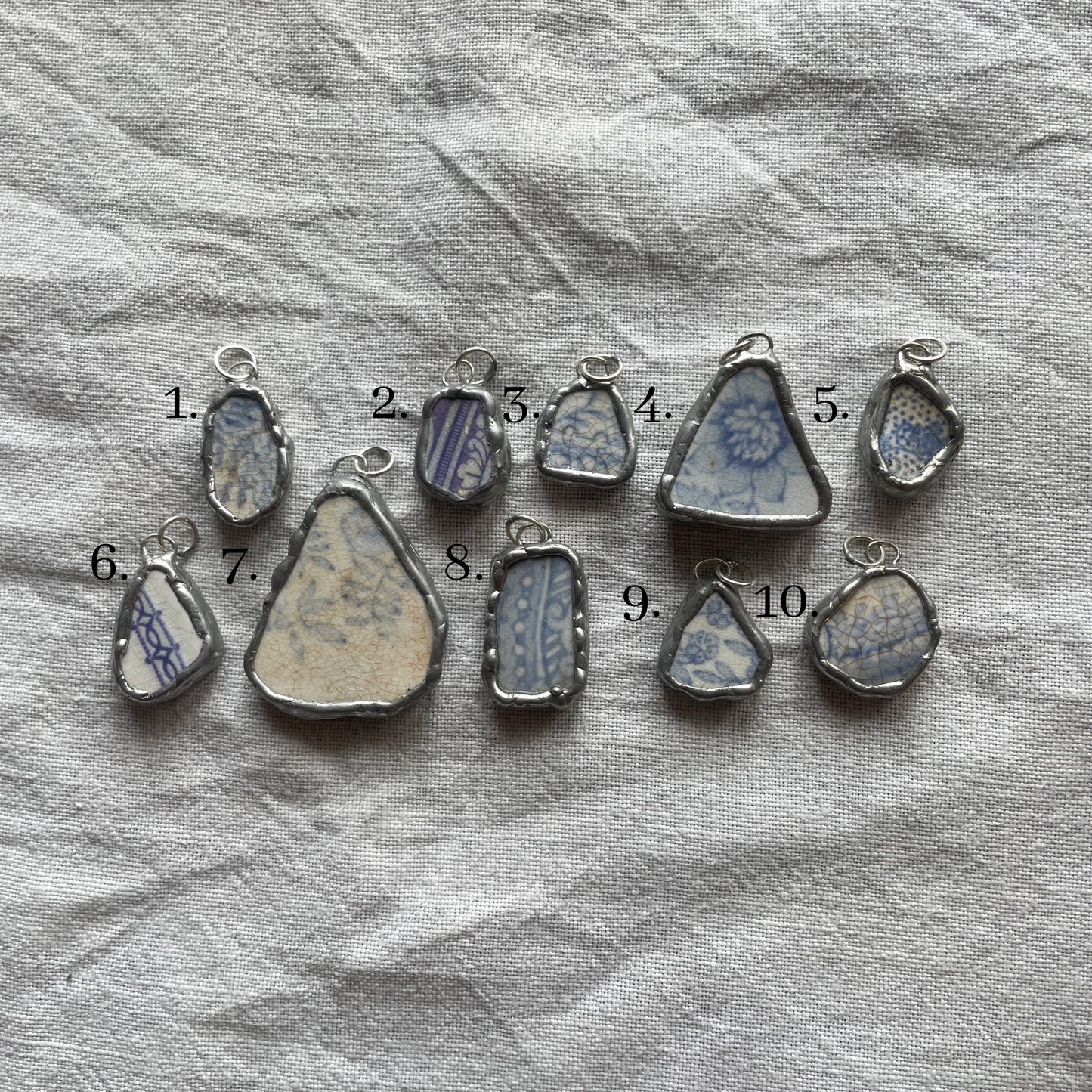 Sea pottery and silver pendant