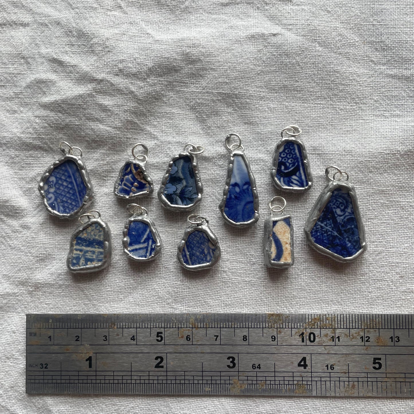 Sea pottery and silver pendant