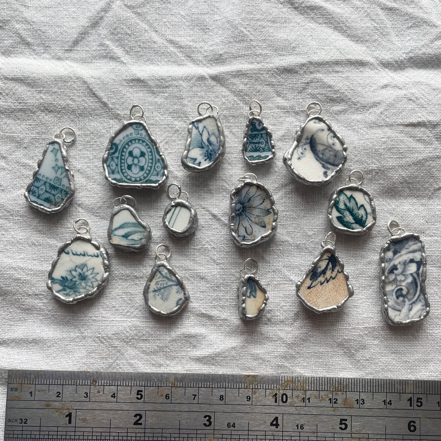 Sea pottery and silver pendant