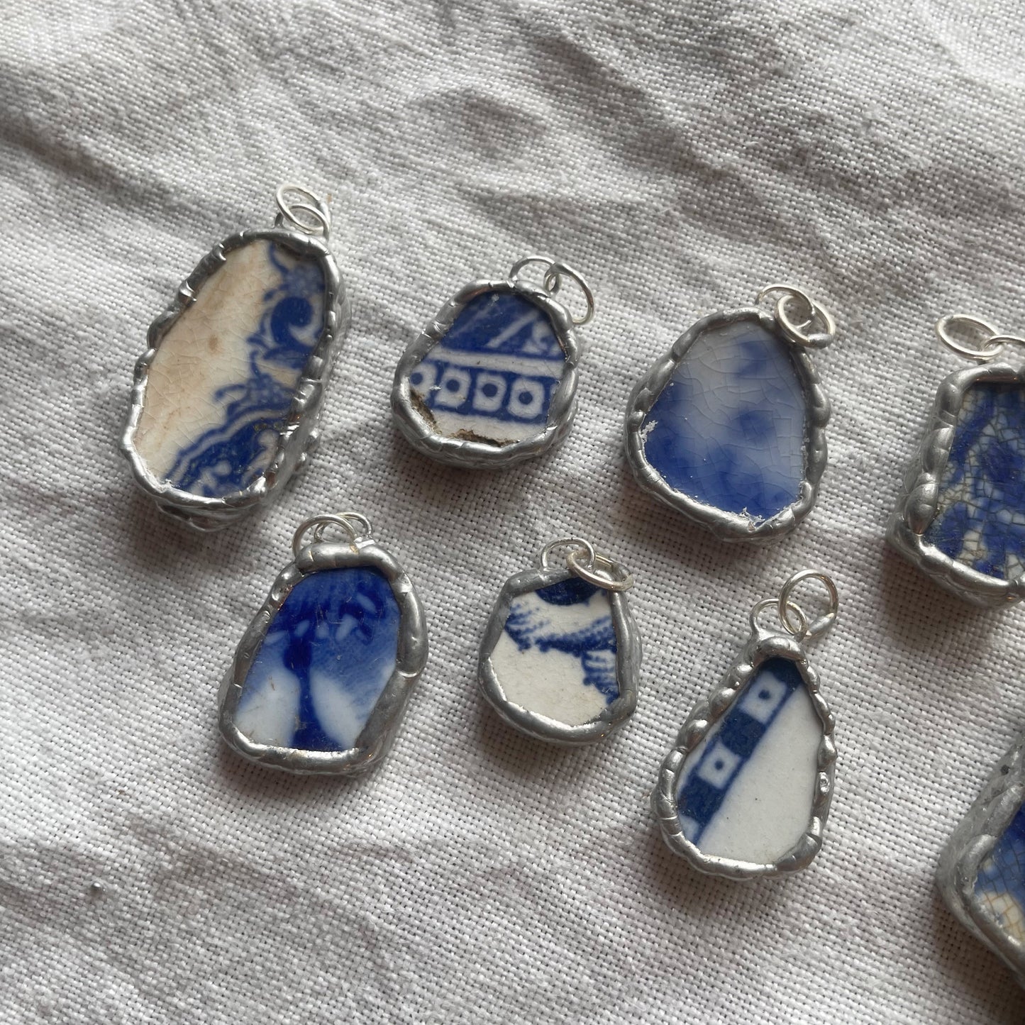 Sea pottery and silver pendant