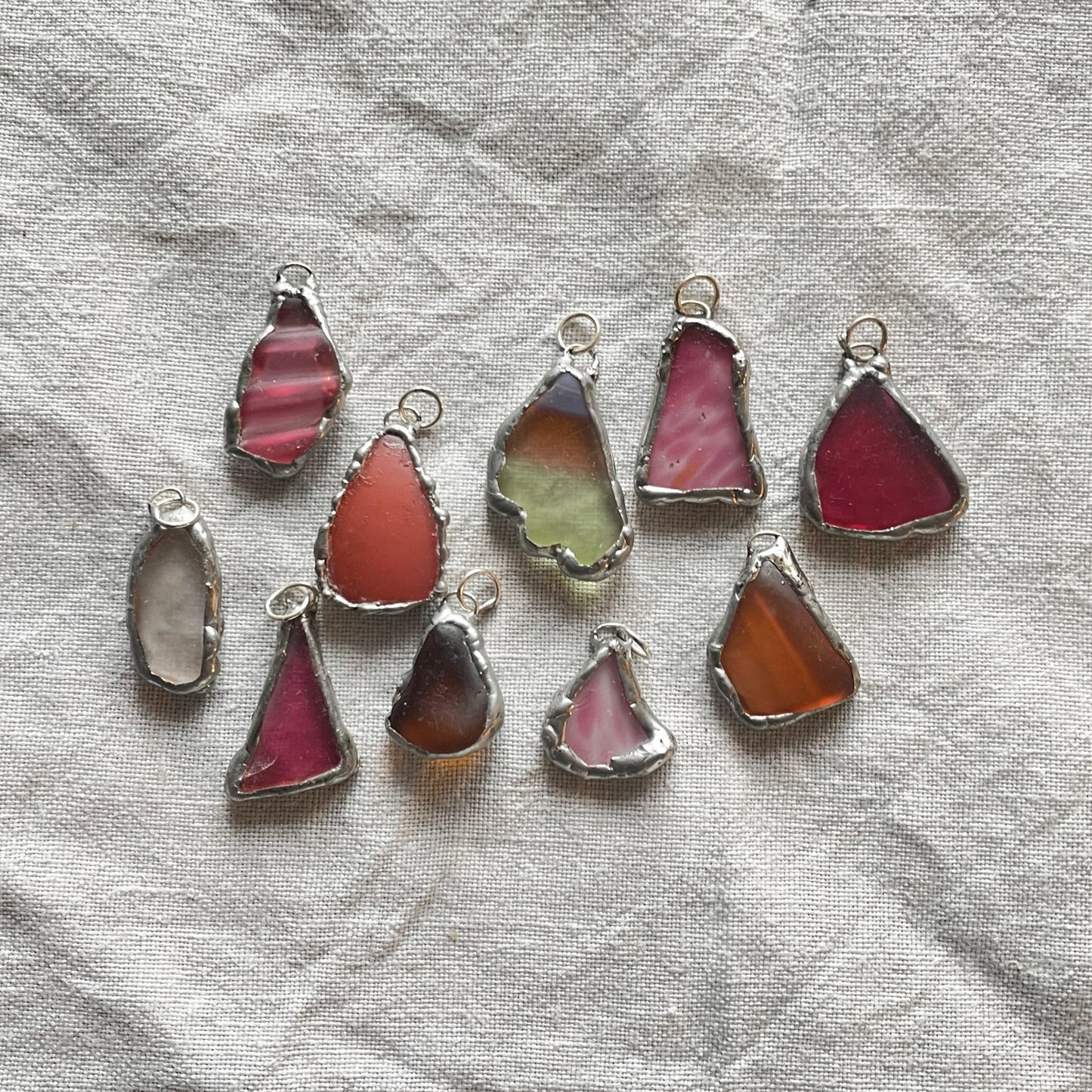 Sea glass and silver pendant