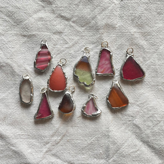 Sea glass and silver pendant