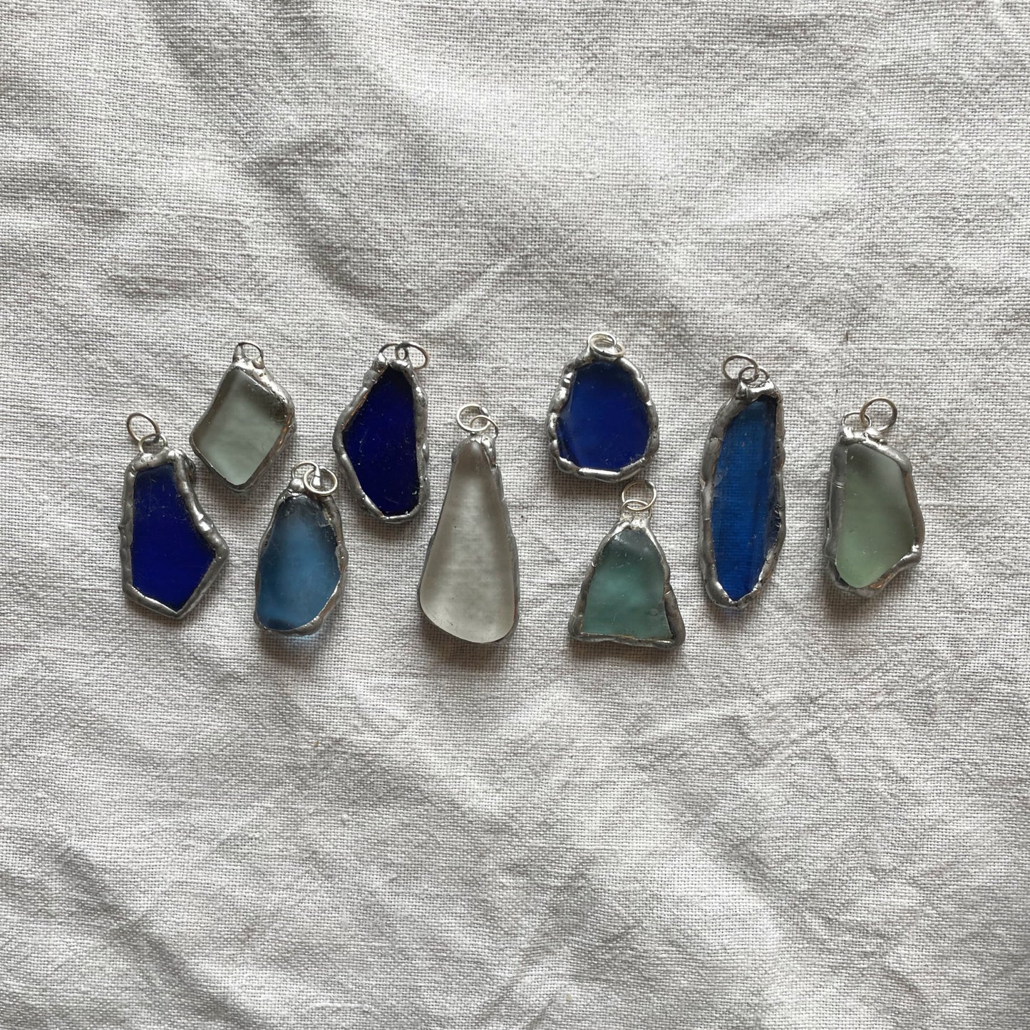 Sea glass and silver pendant