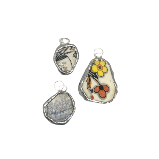 Sea pottery and silver pendant