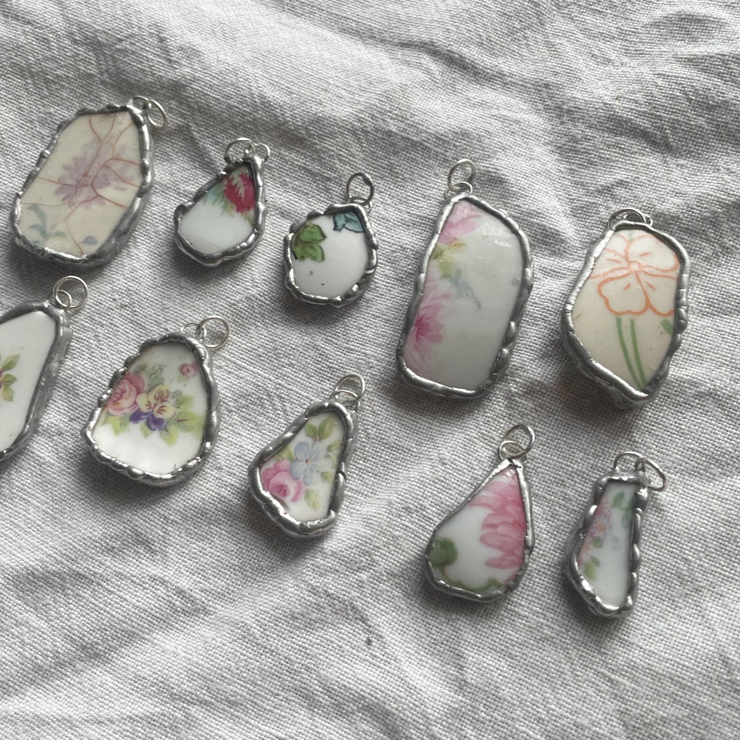 Sea pottery and silver pendant