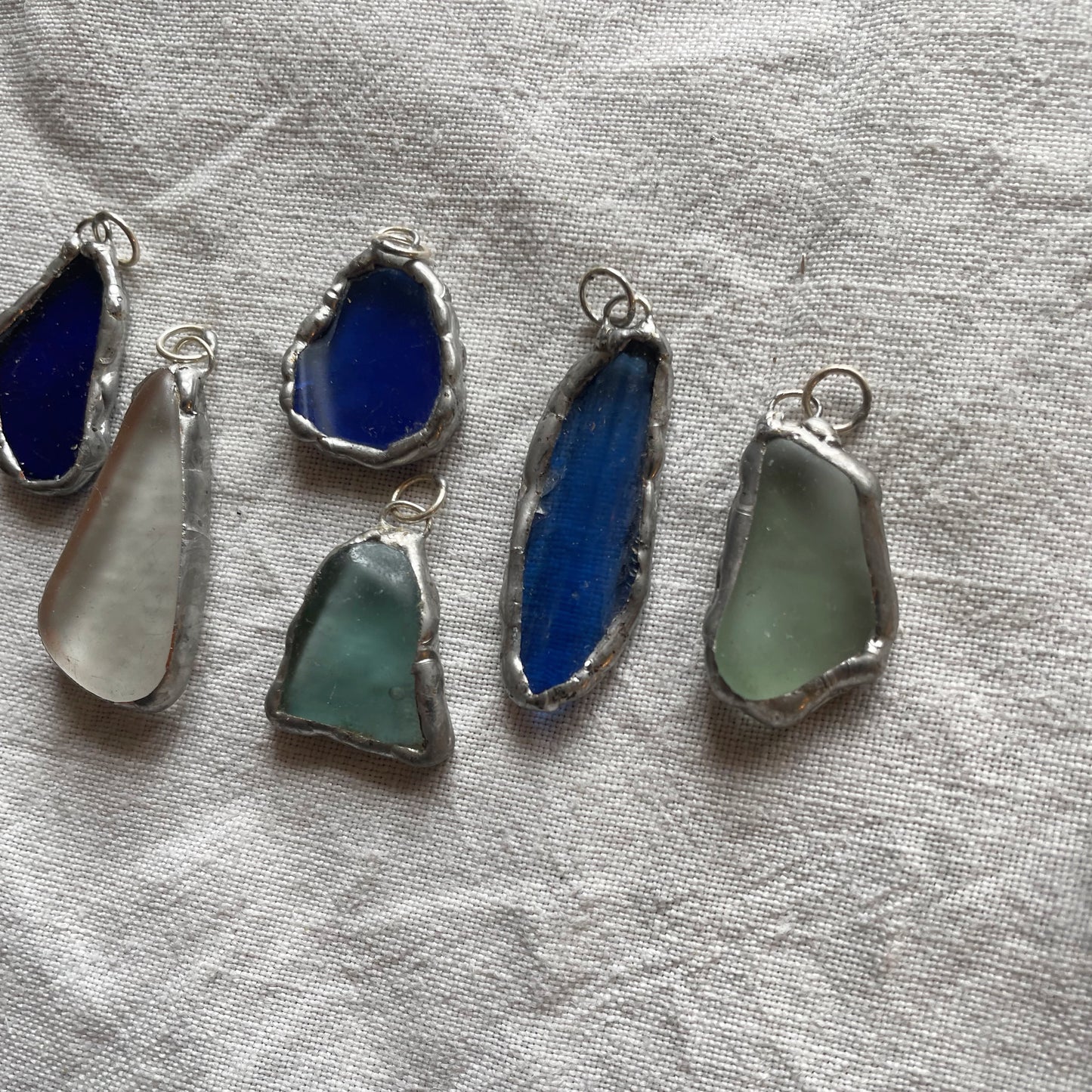 Sea glass and silver pendant