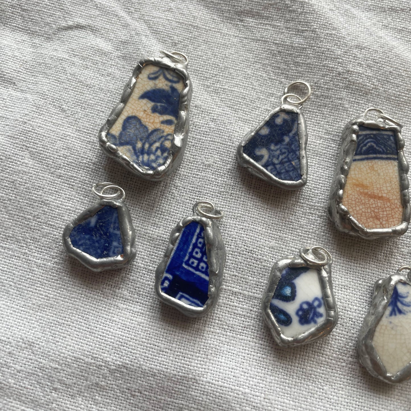 Sea pottery and silver pendant