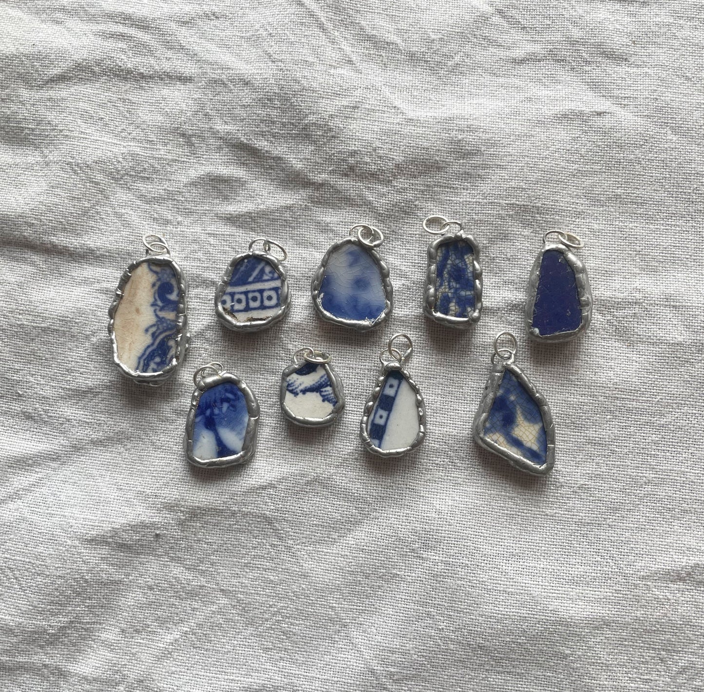 Sea pottery and silver pendant