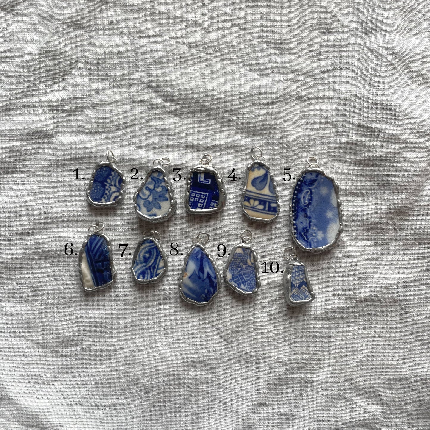 Sea pottery and silver pendant