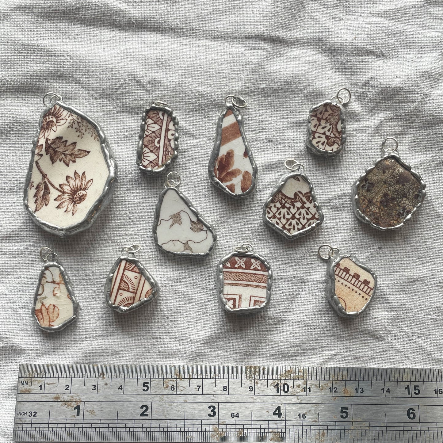 Sea pottery and silver pendant