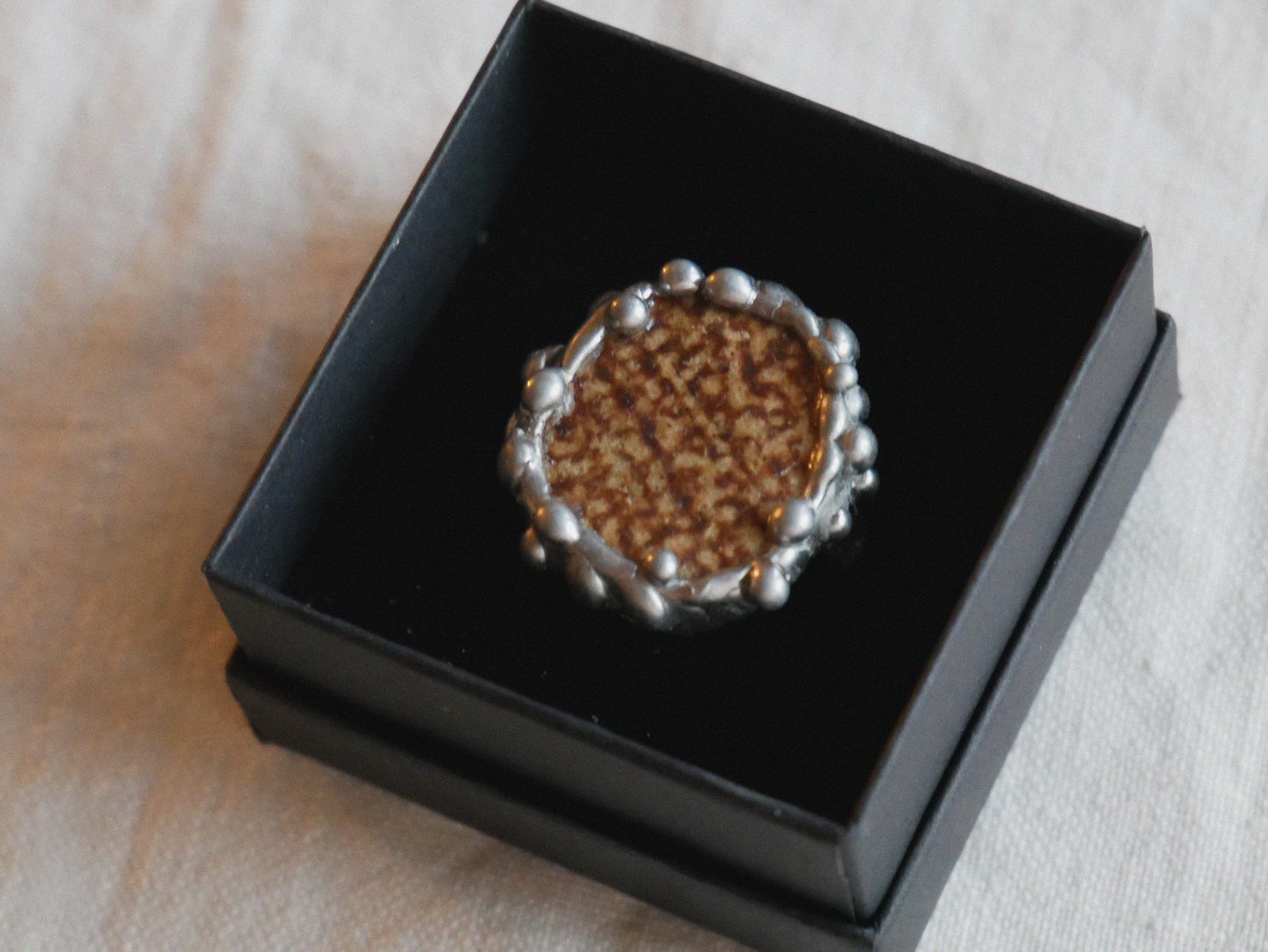 Pottery Shard Ring With Sterling Silver Band Size N