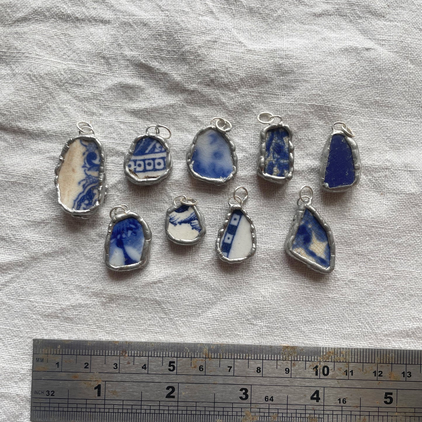 Sea pottery and silver pendant