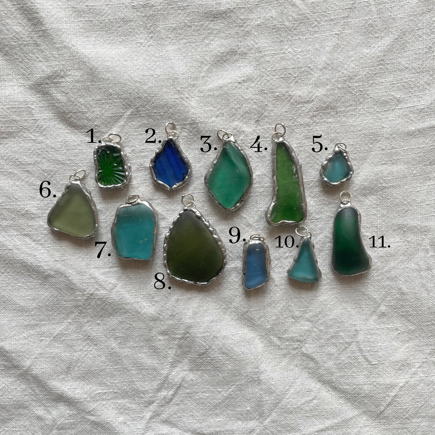 Sea glass and silver pendant