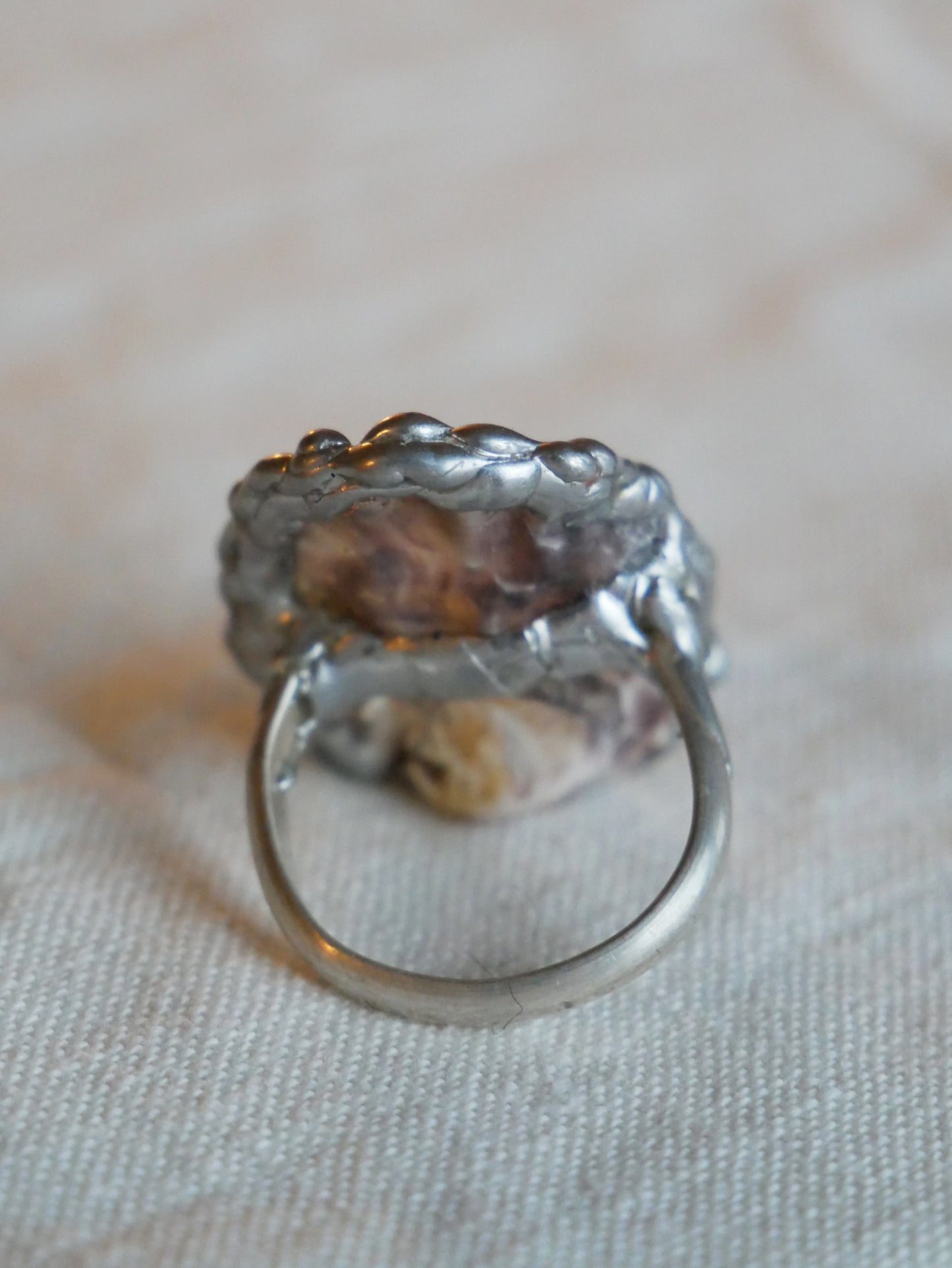 Oyster Shell Ring With Sterling Silver Band Size M