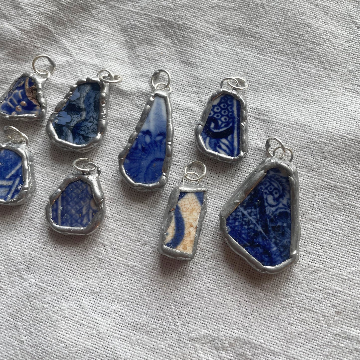 Sea pottery and silver pendant