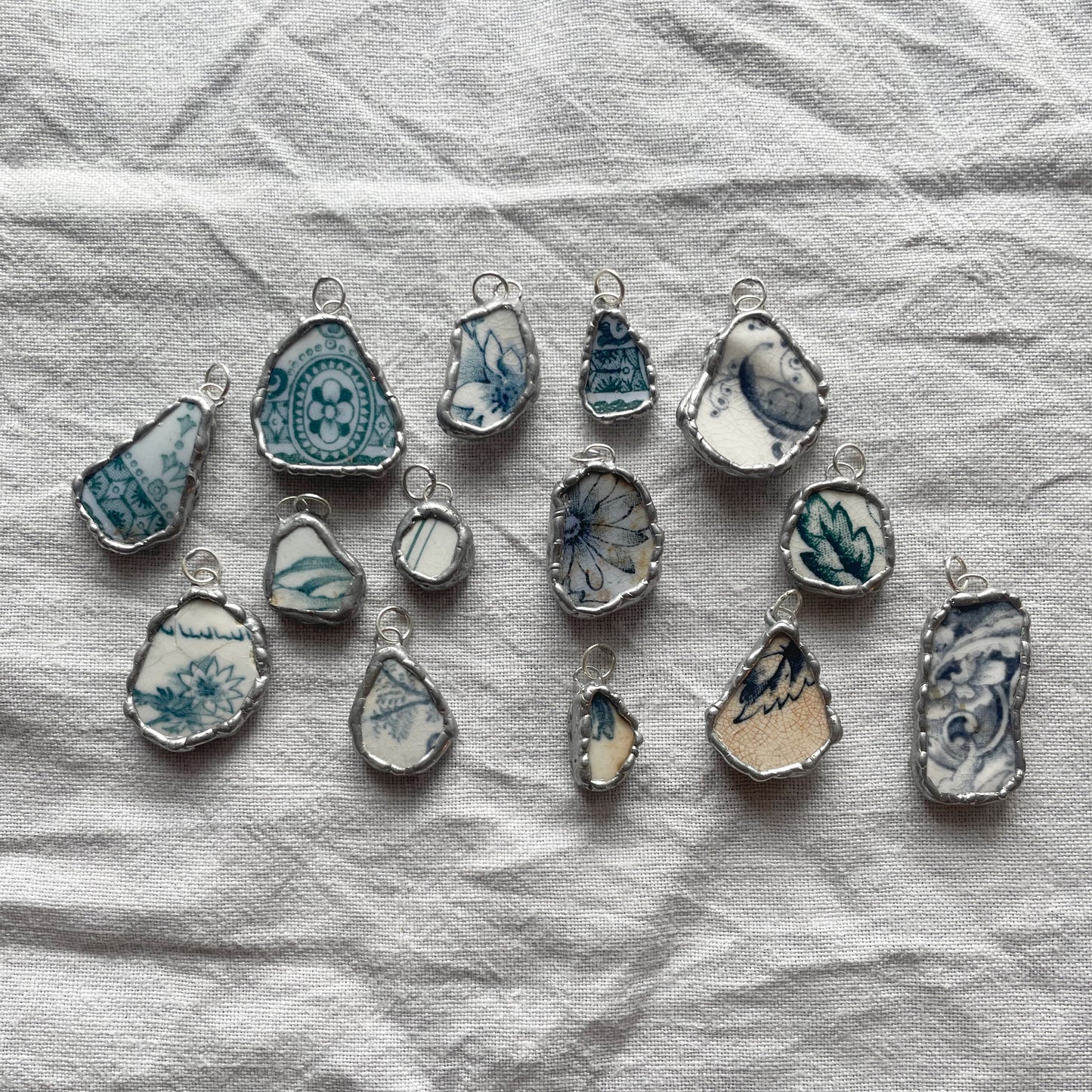 Sea pottery and silver pendant