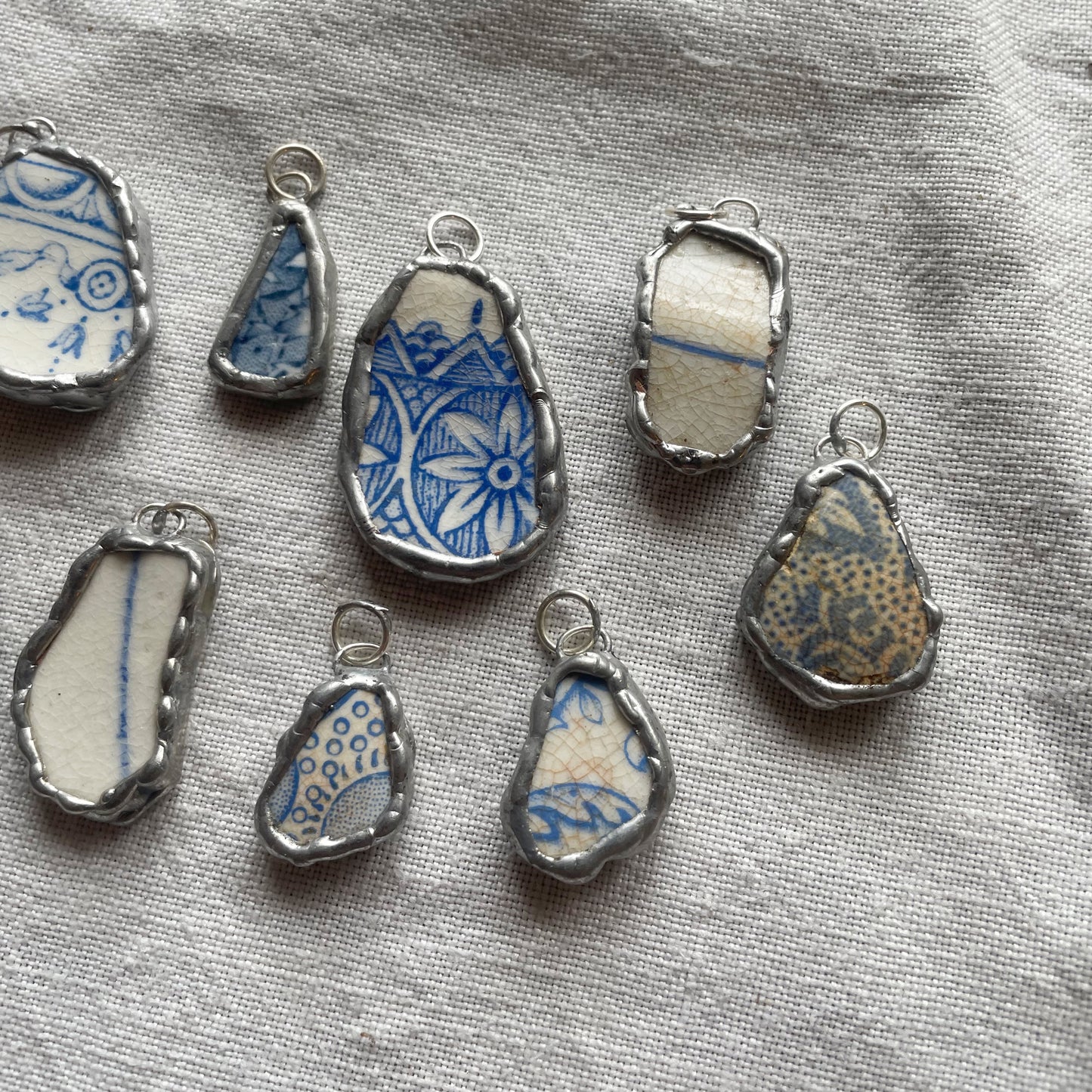 Sea pottery and silver pendant