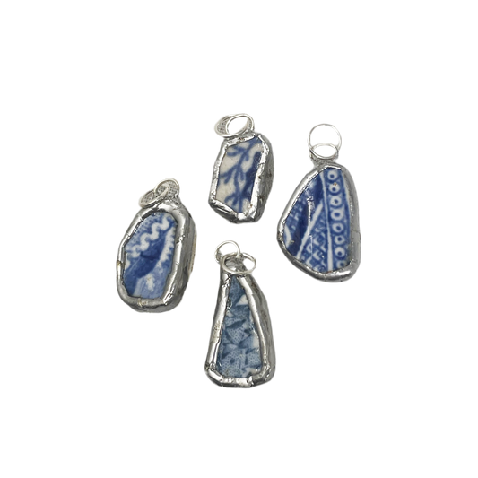 Sea pottery and silver pendant