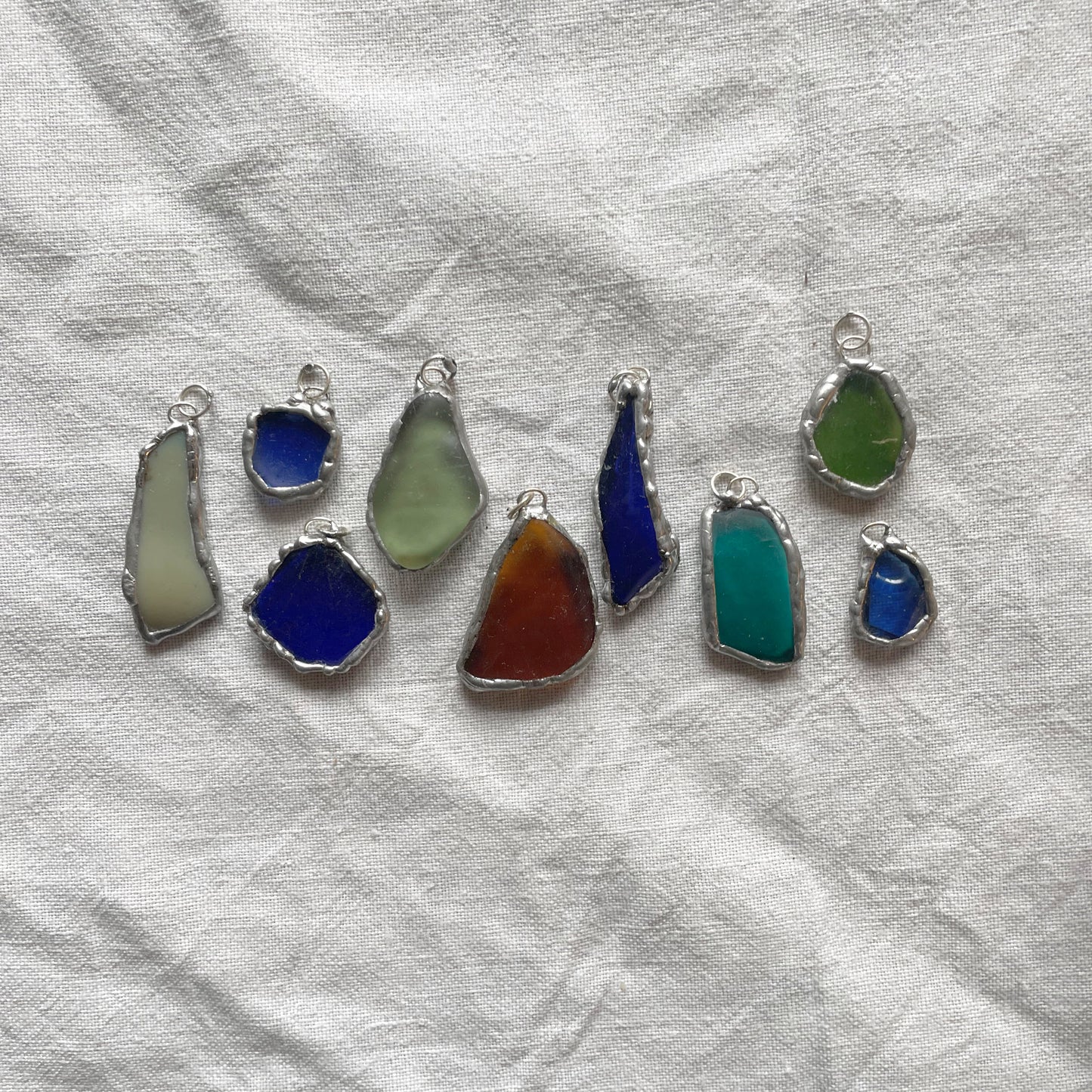 Sea glass and silver pendant