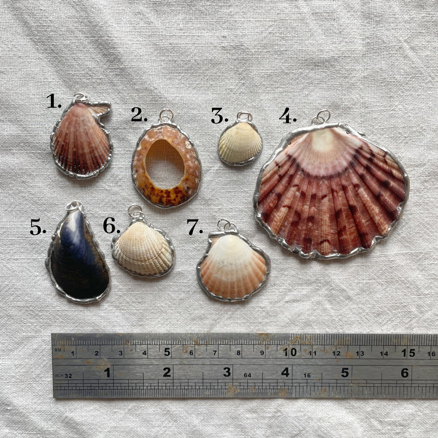 Shell and silver pendant